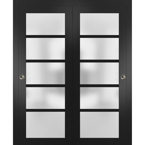 Sartodoors Closet Bypass Interior Door, 72" x 84", Black QUADRO4002DBD-BLK-7284 - main